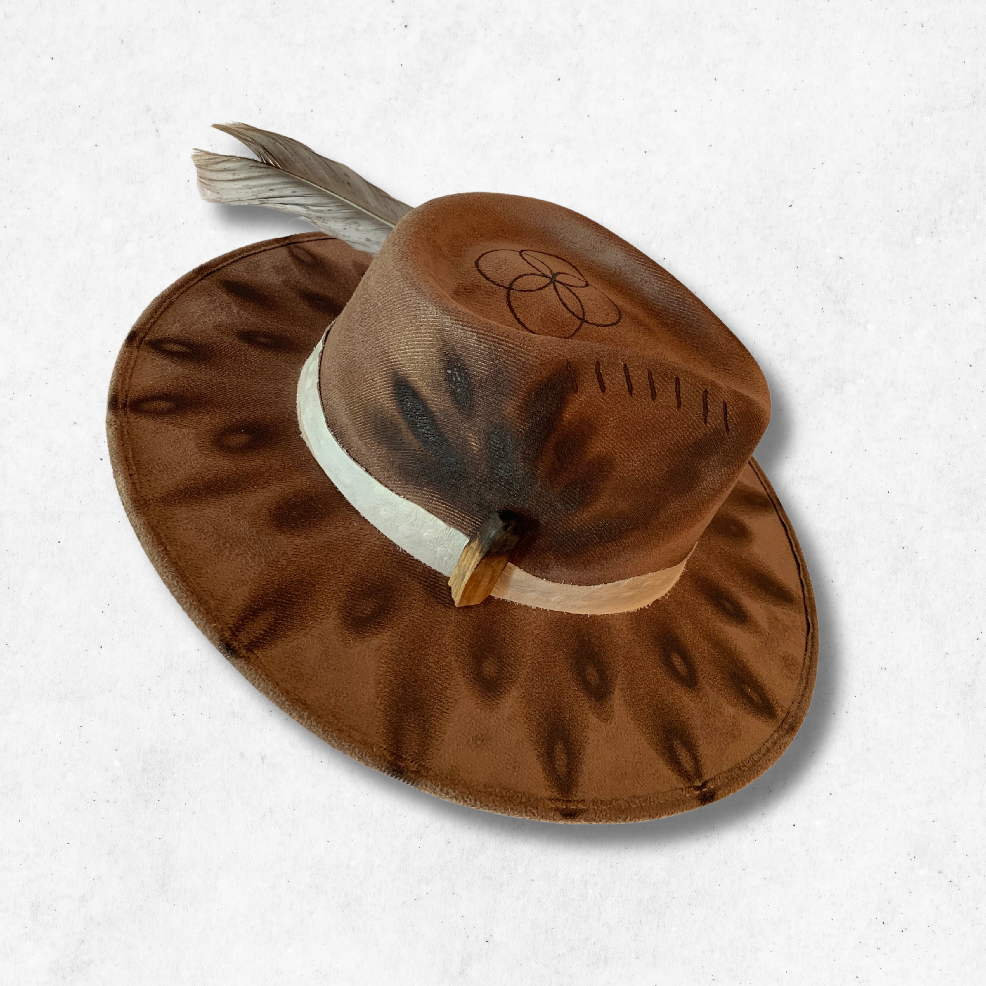 Taupe/Depp Burn Fedora Hat/Fedora Hat/ Right Side