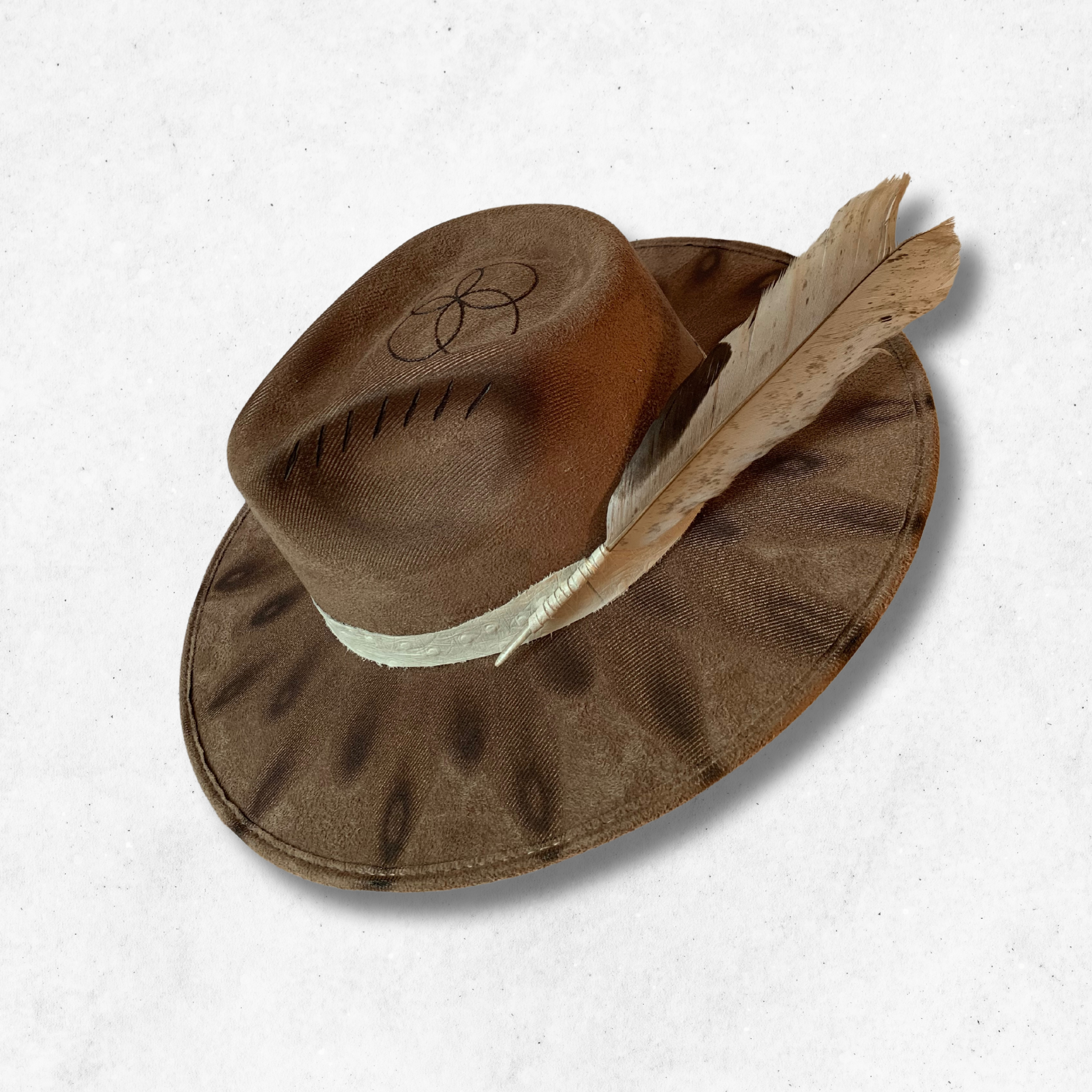 Taupe/Depp Burn Fedora Hat/Fedora Hat/ Left Side