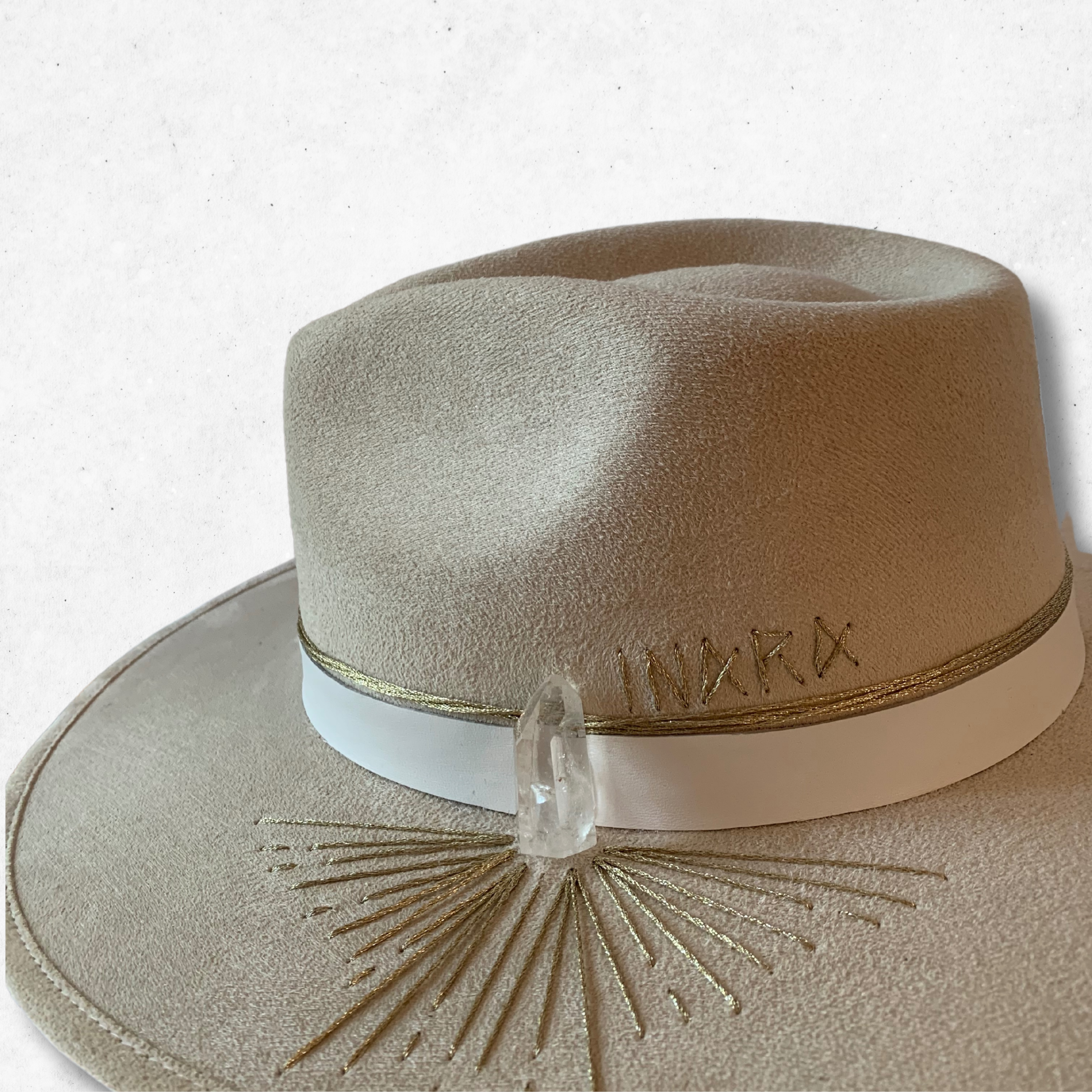 Ivory/Shine Bright Fedora Hat/Fedora Hat/Left Side Close Up