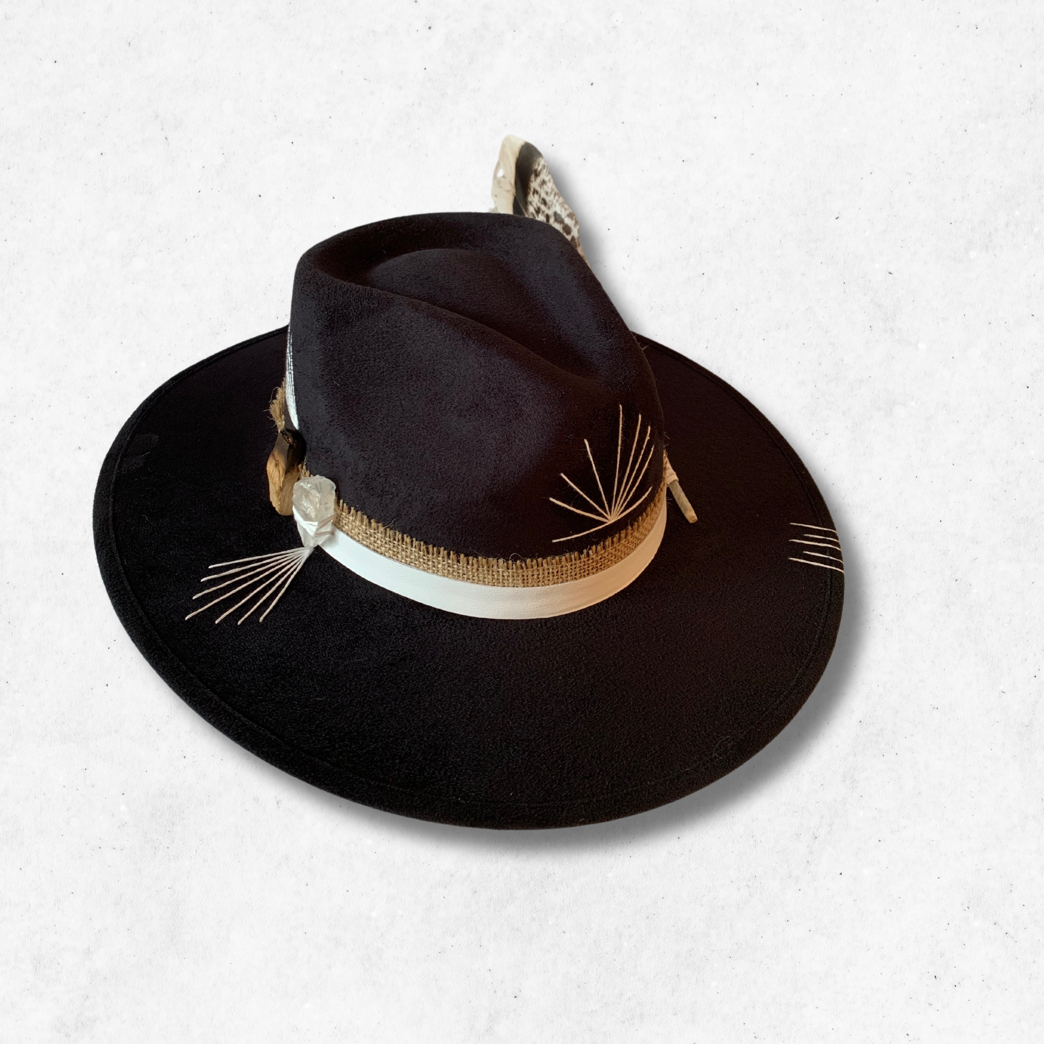 Black/ Wild and Free Fedora Hat/ Fedora Hat/ Top Side