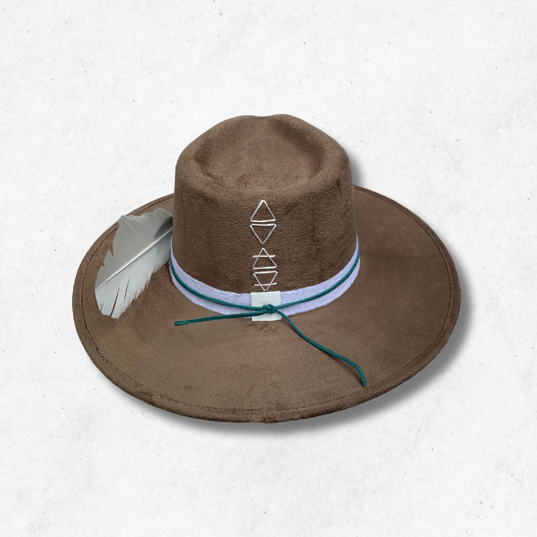 Taupe/Sri Yantra Fedora Hat/Fedora Hat/ Back Side