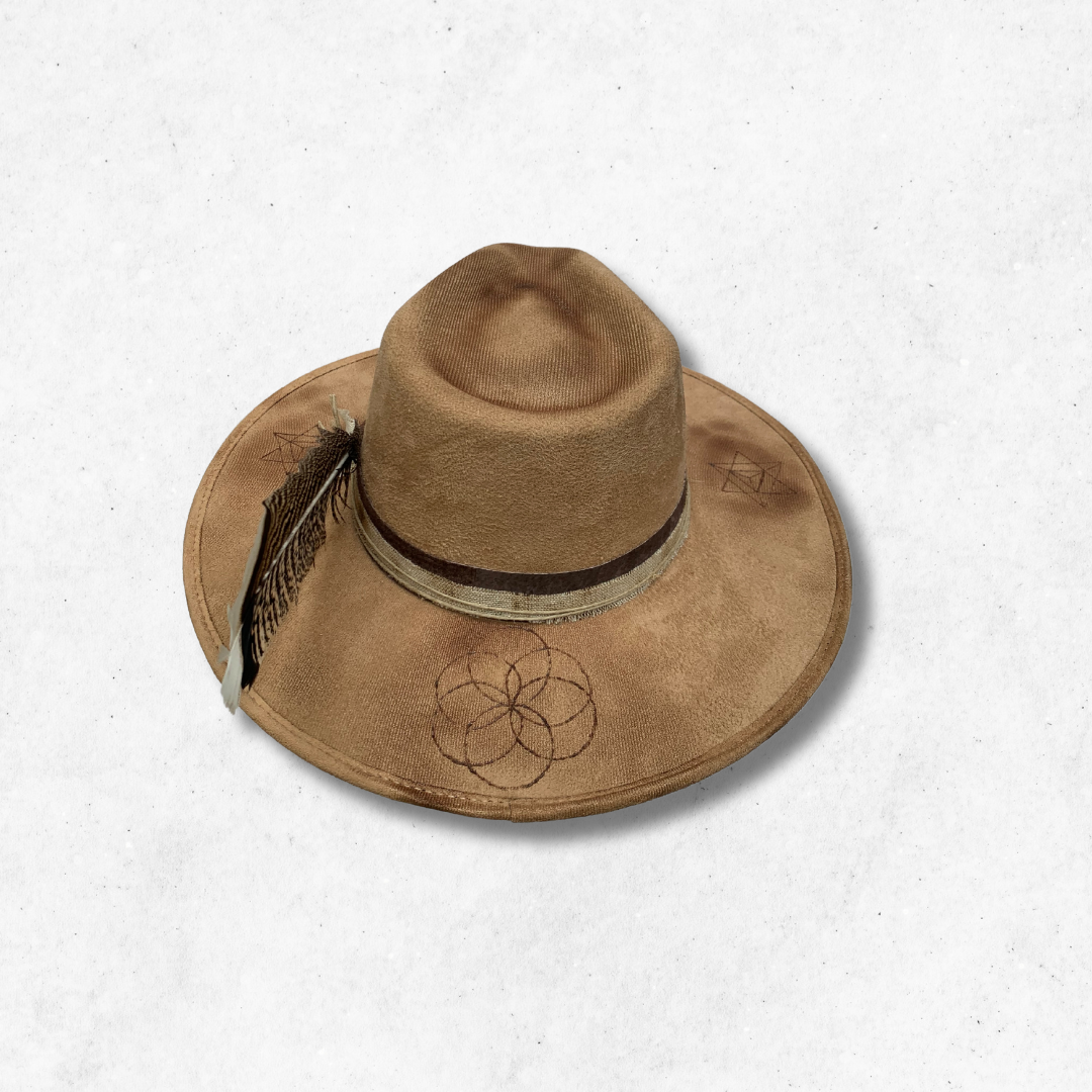Camel/Seed of Life Fedora Hat/Fedora Hat/ Back Side