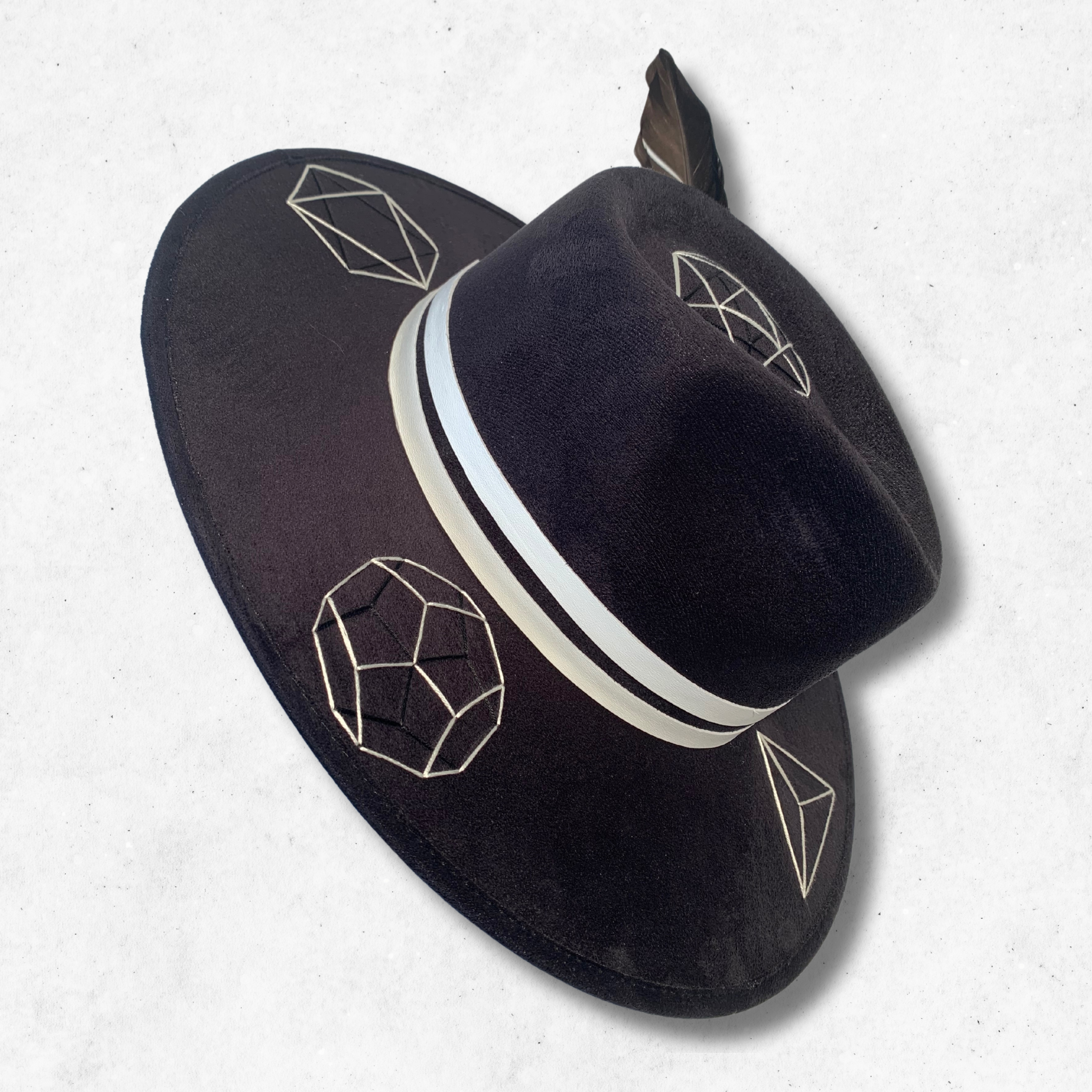 Black/Platonic Solids Fedora hat/Fedora Hat/Right Side