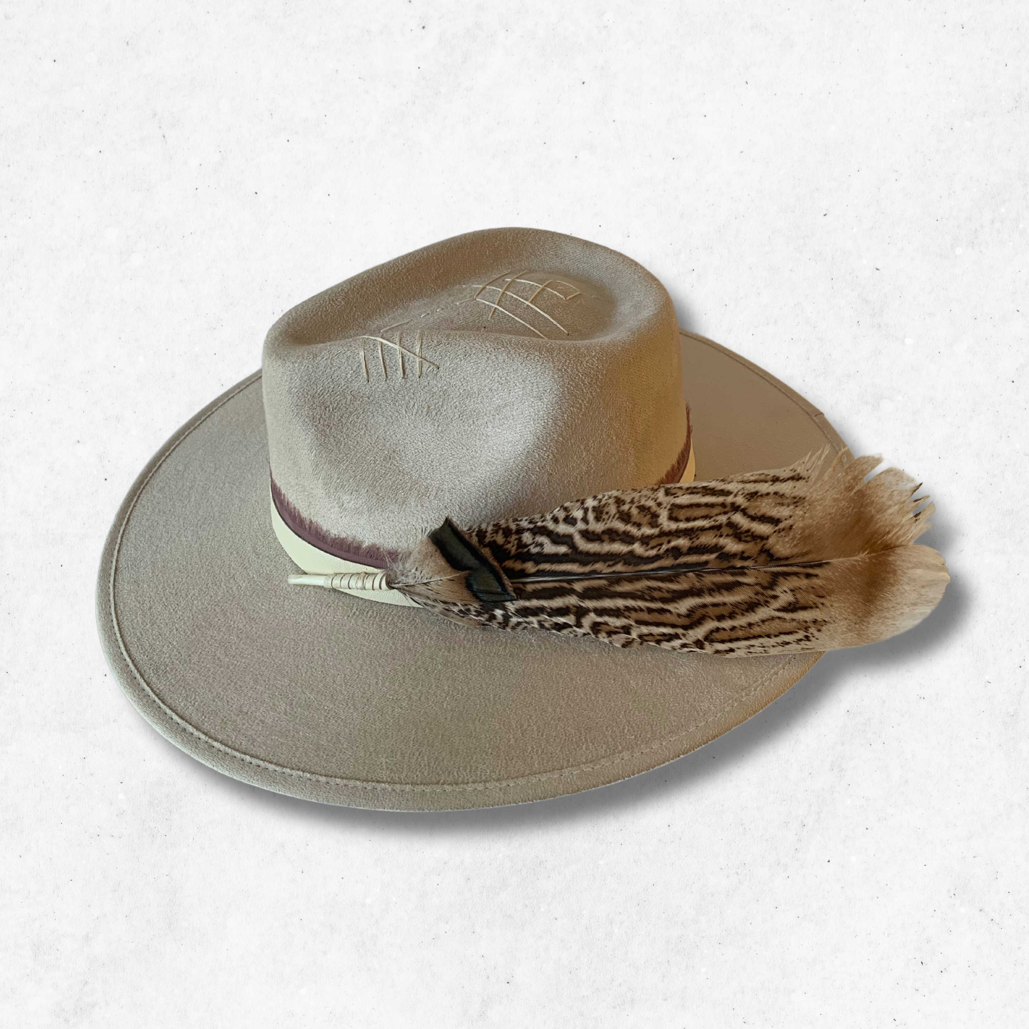 Ivory/Growth Fedora Hat/Fedora Hat/Left Side