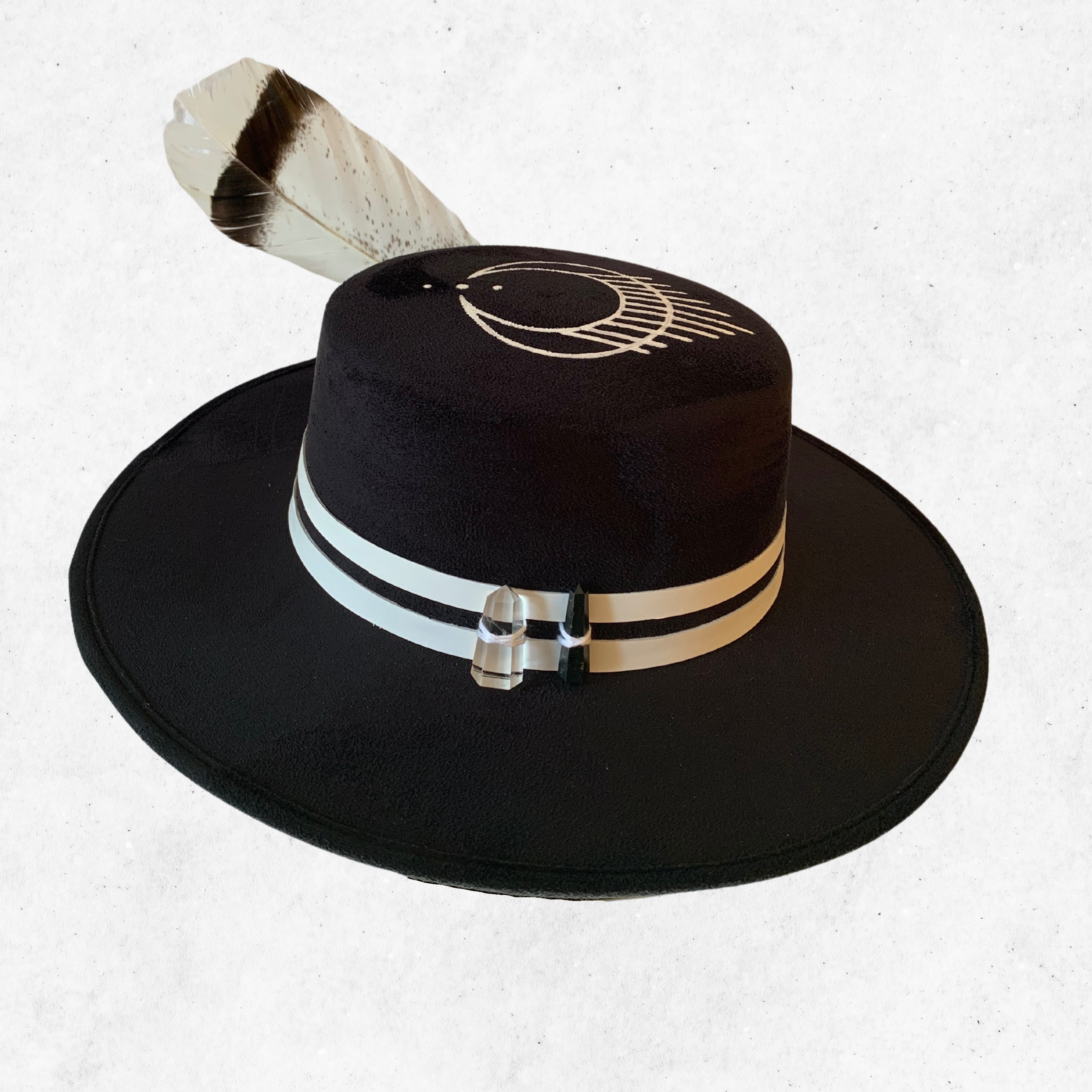 Black/Rising Woman Fedora Hat/Cordobes Hat/ Right Side