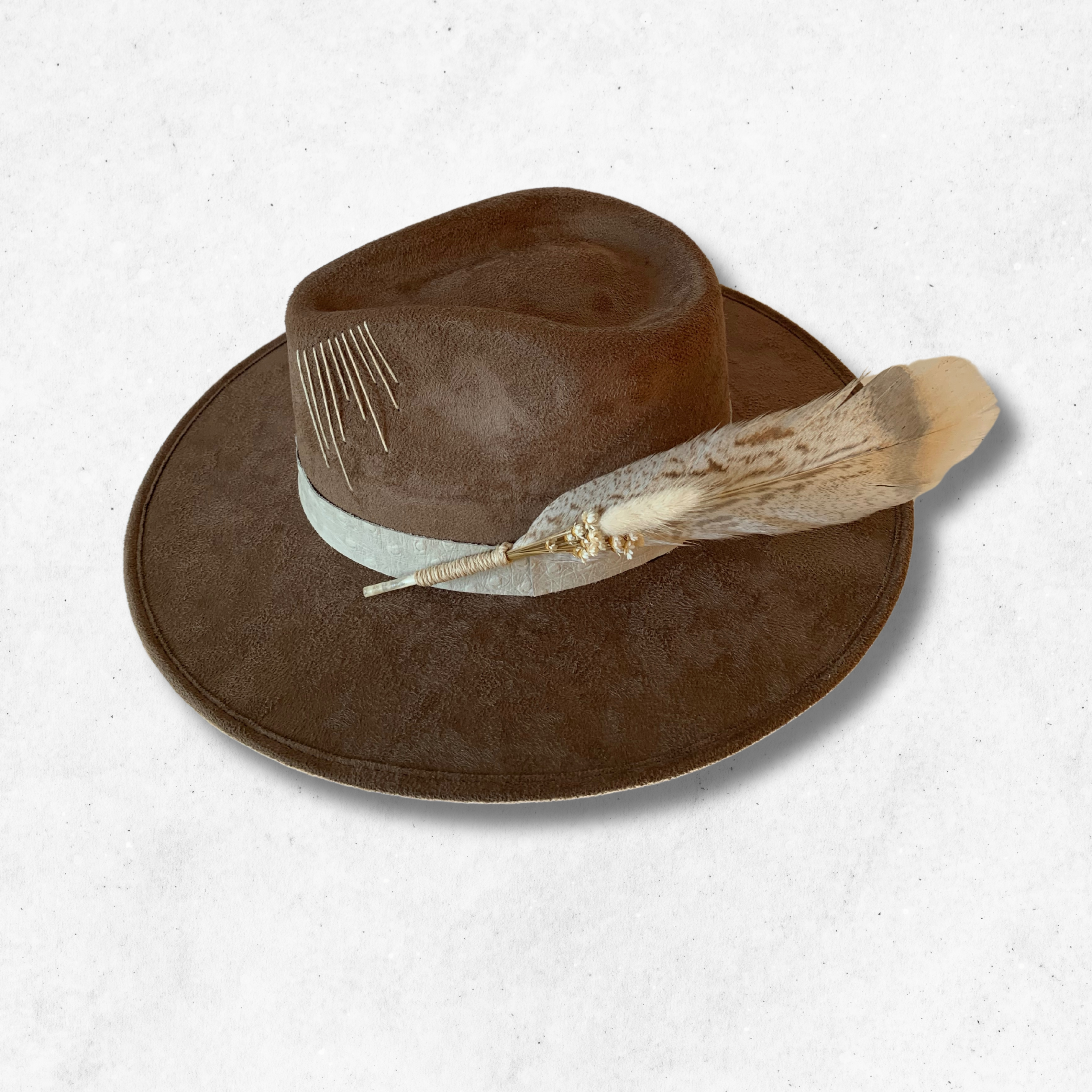 Taupe/Tranquility Fedora Hat/Fedora Hat/Left Side