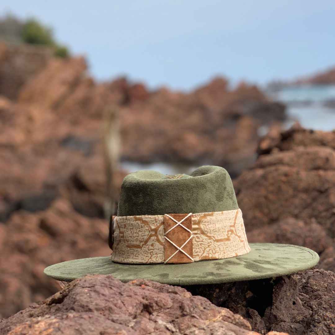 Dark Green/Aya Fedora Hat/Fedora Hat/Back Side