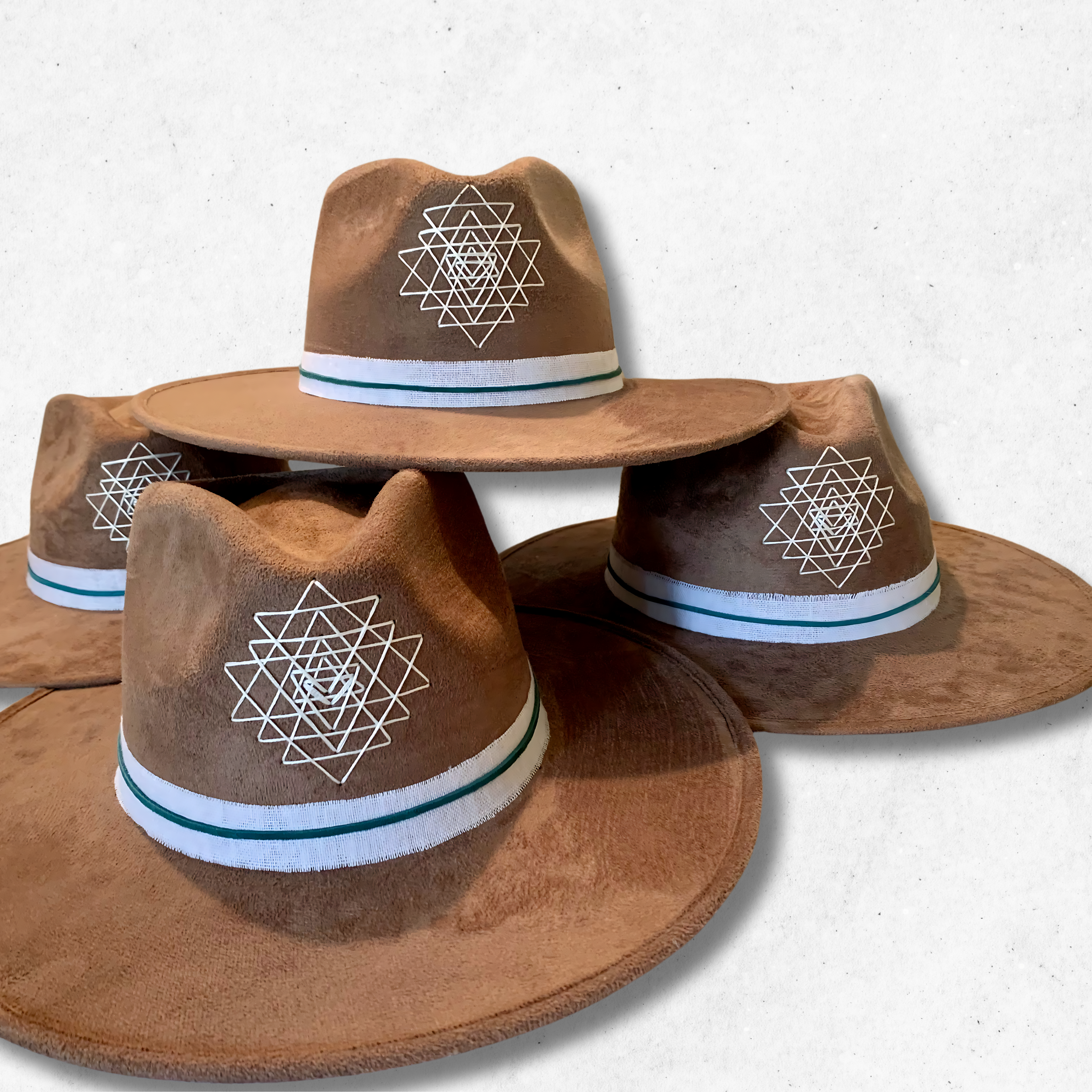 Taupe/Sri Yantra Fedora Hat/Fedora Hat/ Multiple View
