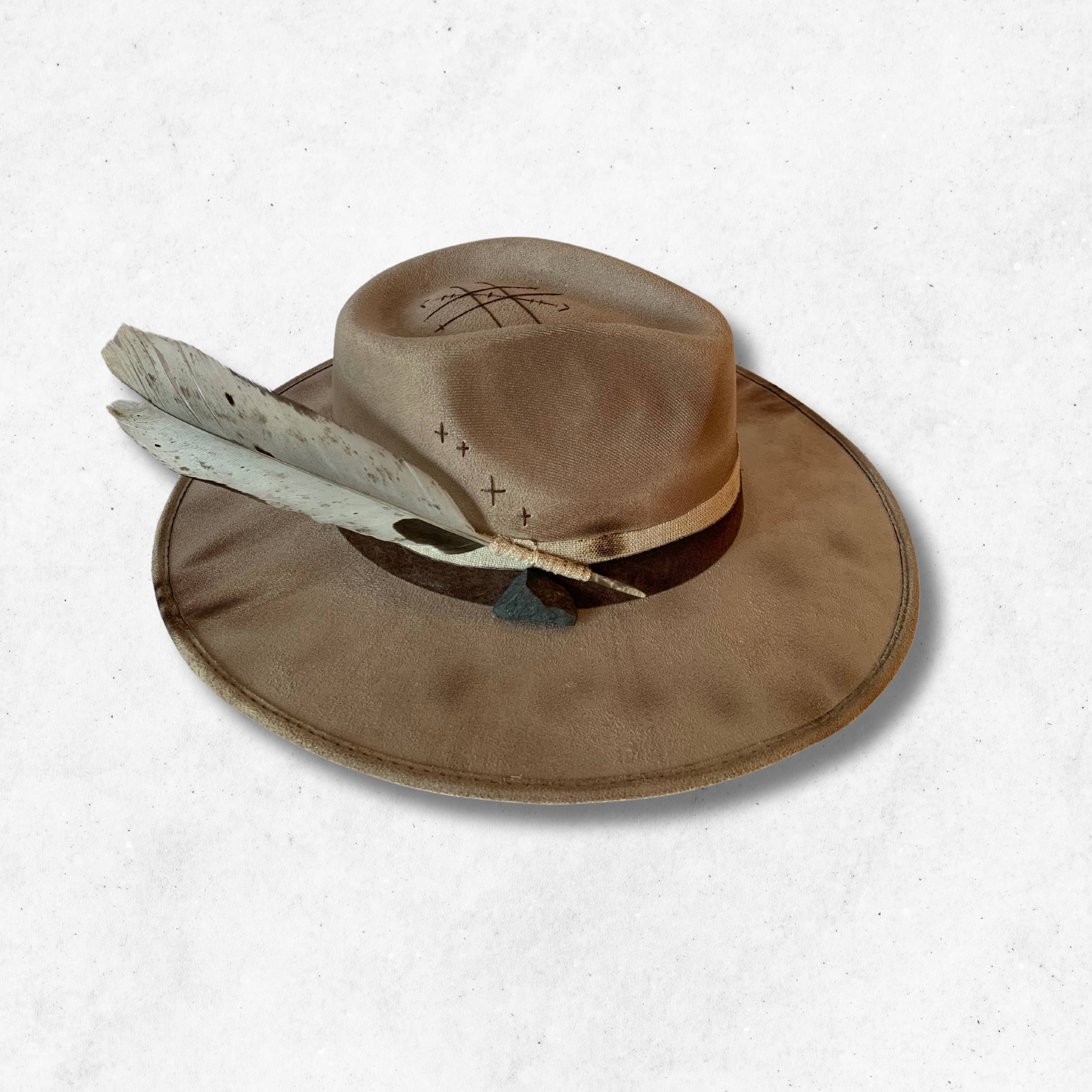Khaki/Awakening Fedora Hat/ Fedora Hat/Left Side With Argillite