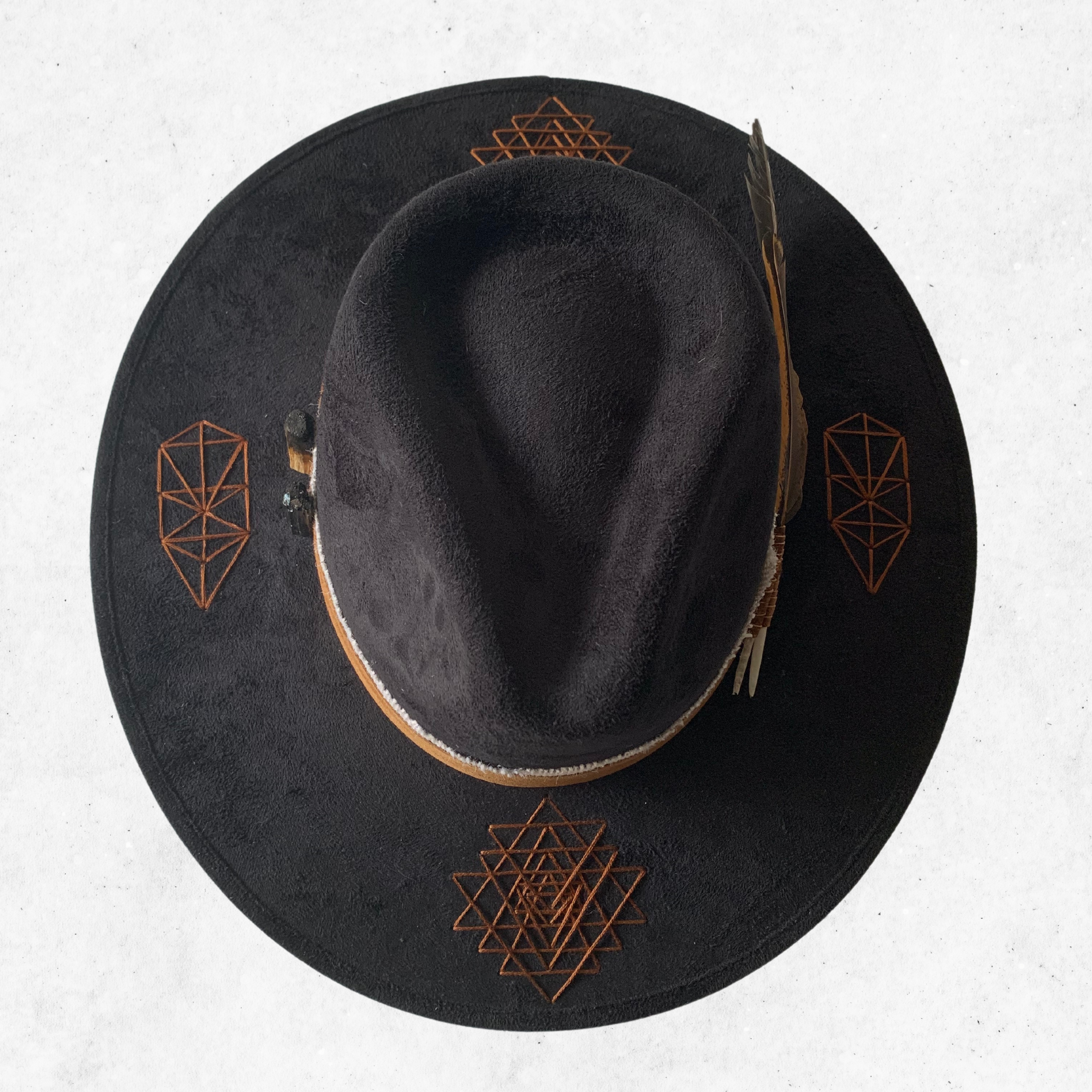 Black/Tree of life 2 Fedora Hat/Fedora Hat/ Top Side