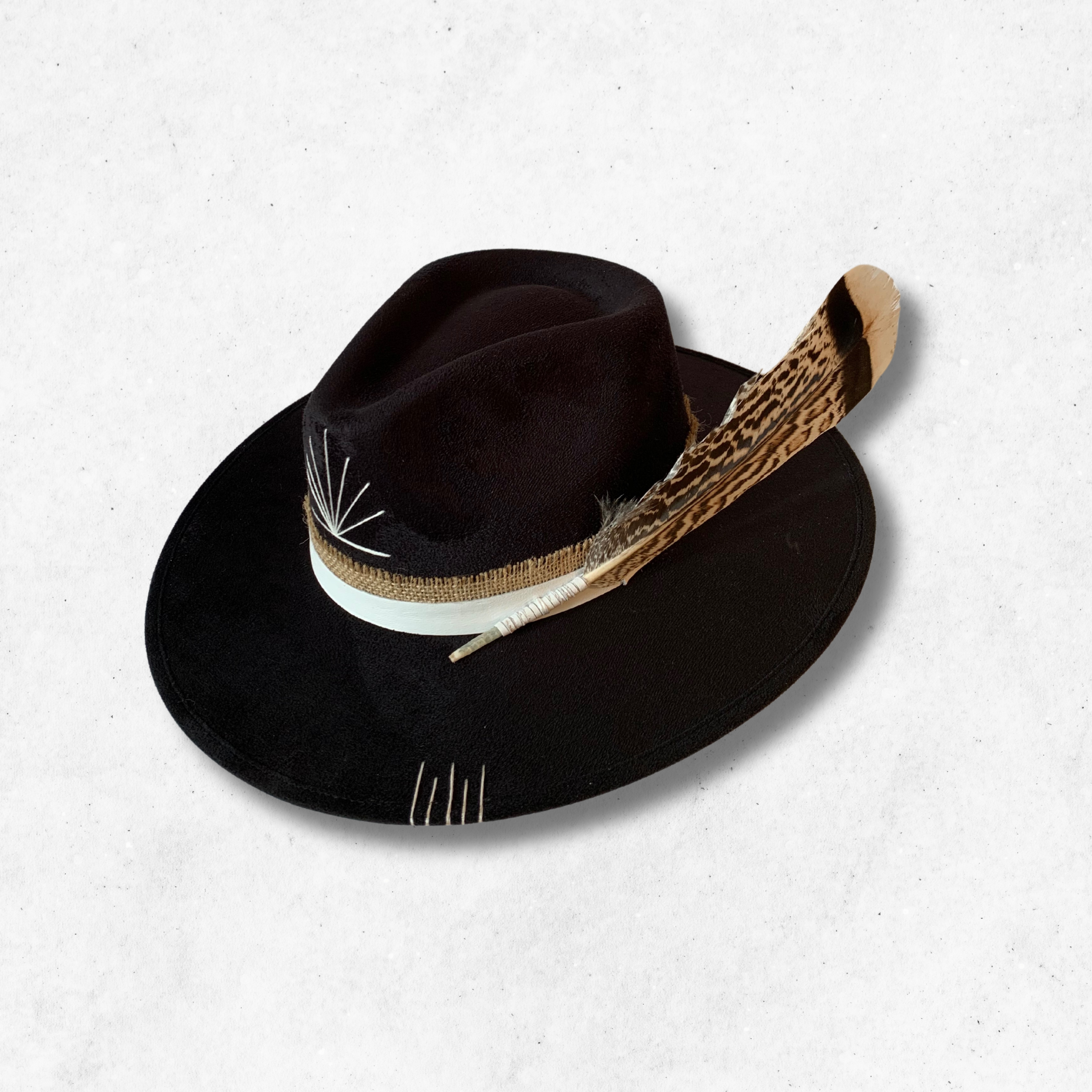 Black/ Wild and Free Fedora Hat/ Fedora Hat/ Left Side