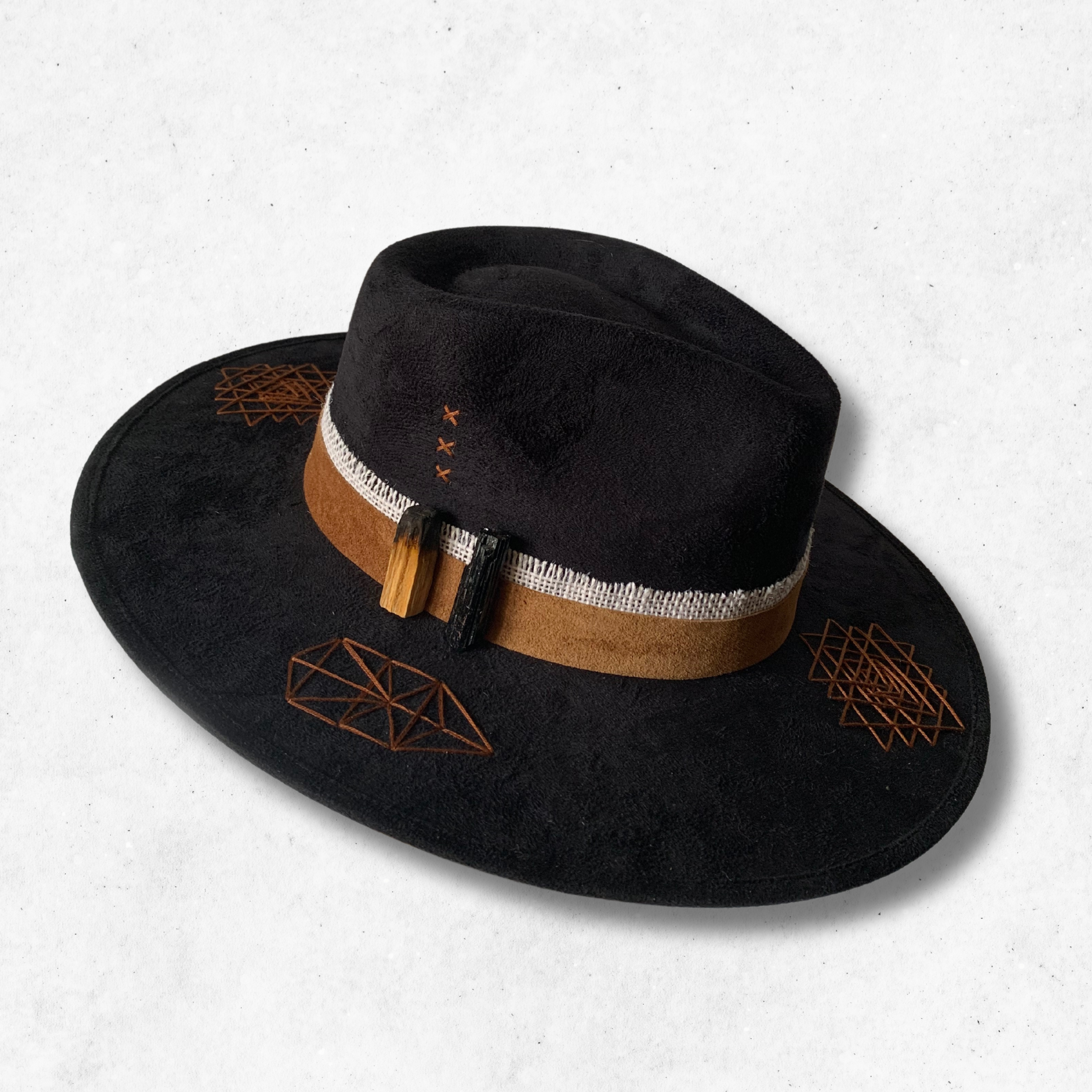 Black/Tree of life 2 Fedora Hat/Fedora Hat/ Left Side