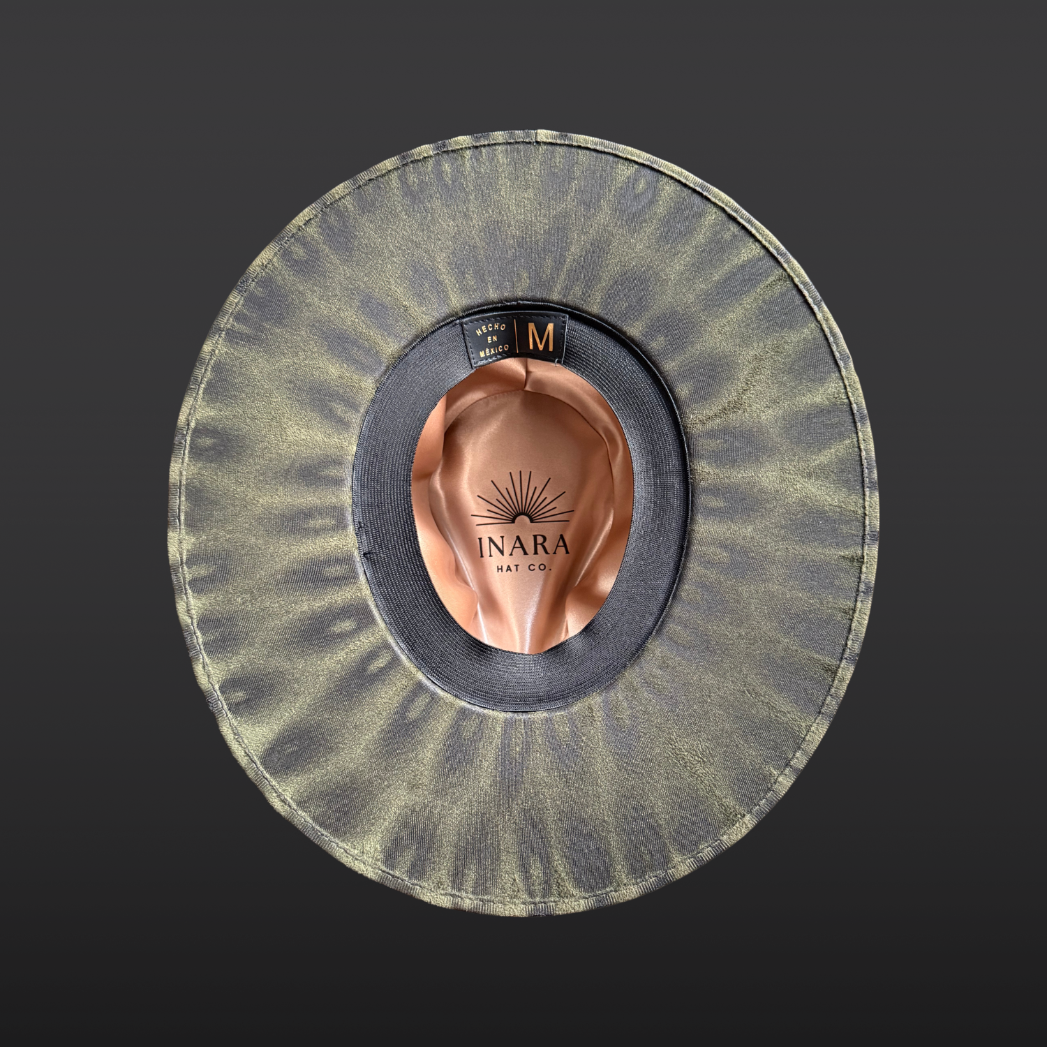 Underside of the Solar Path Fedora Hat showing hand-torched detailing designed to frame the face.