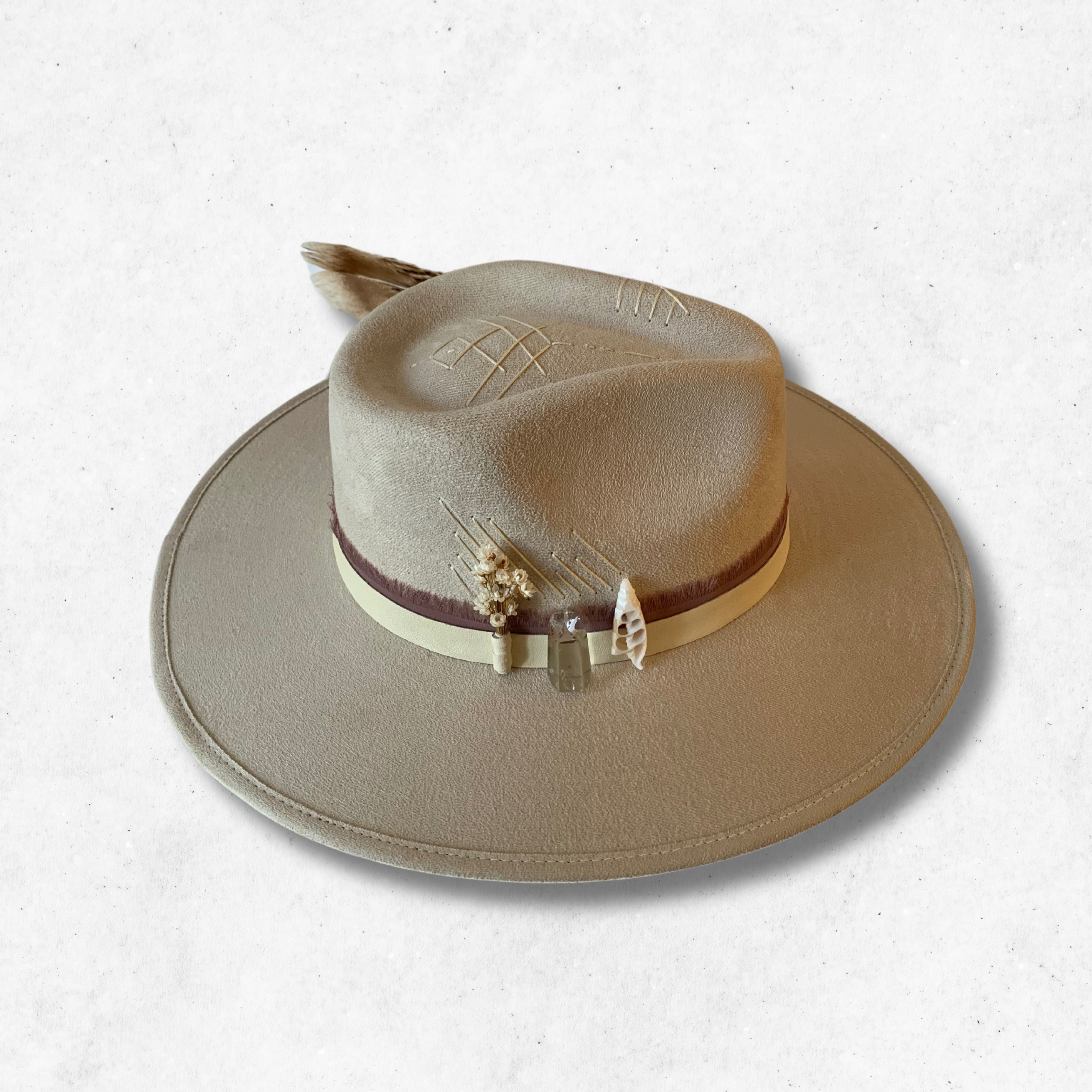 Ivory/Growth Fedora Hat/Fedora Hat/Right Side
