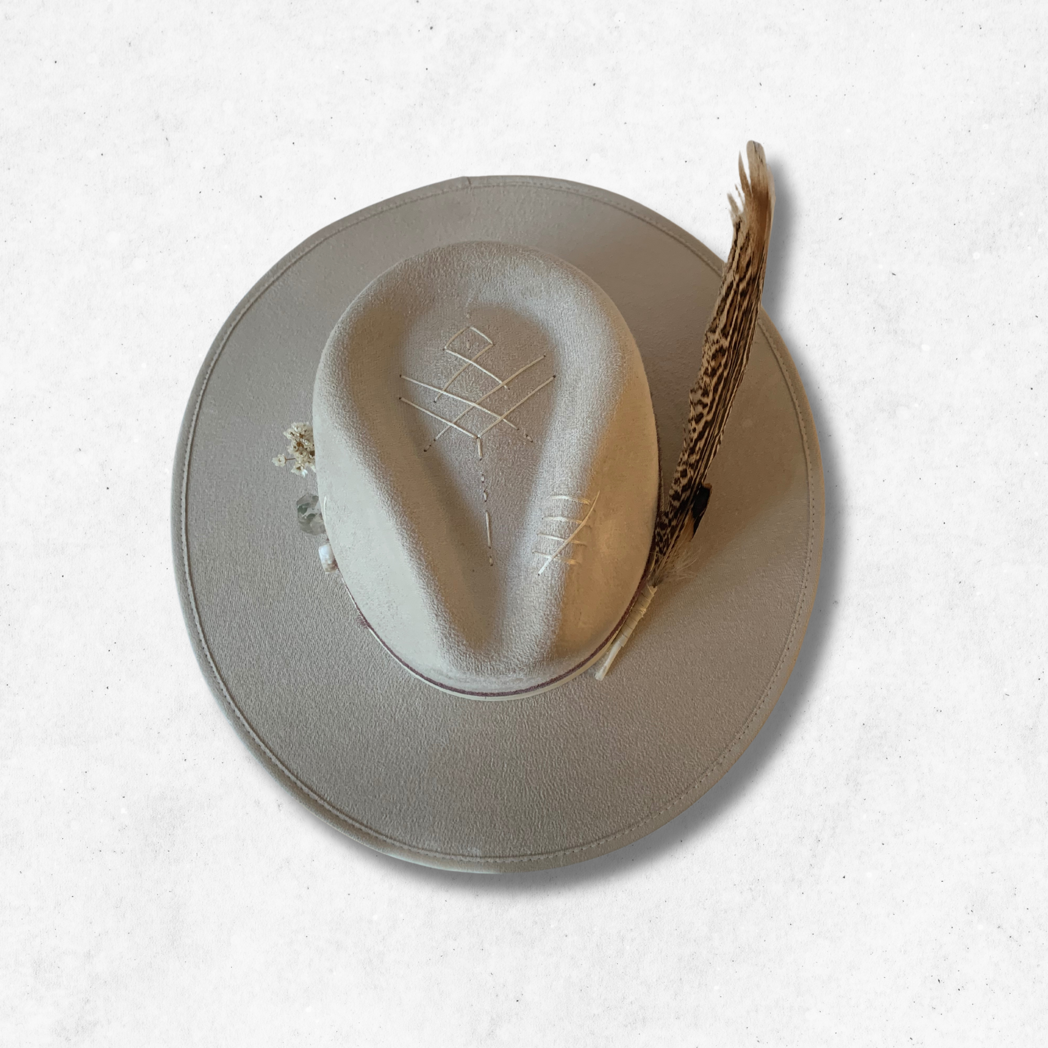 Ivory/Growth Fedora Hat/Fedora Hat/Top Side