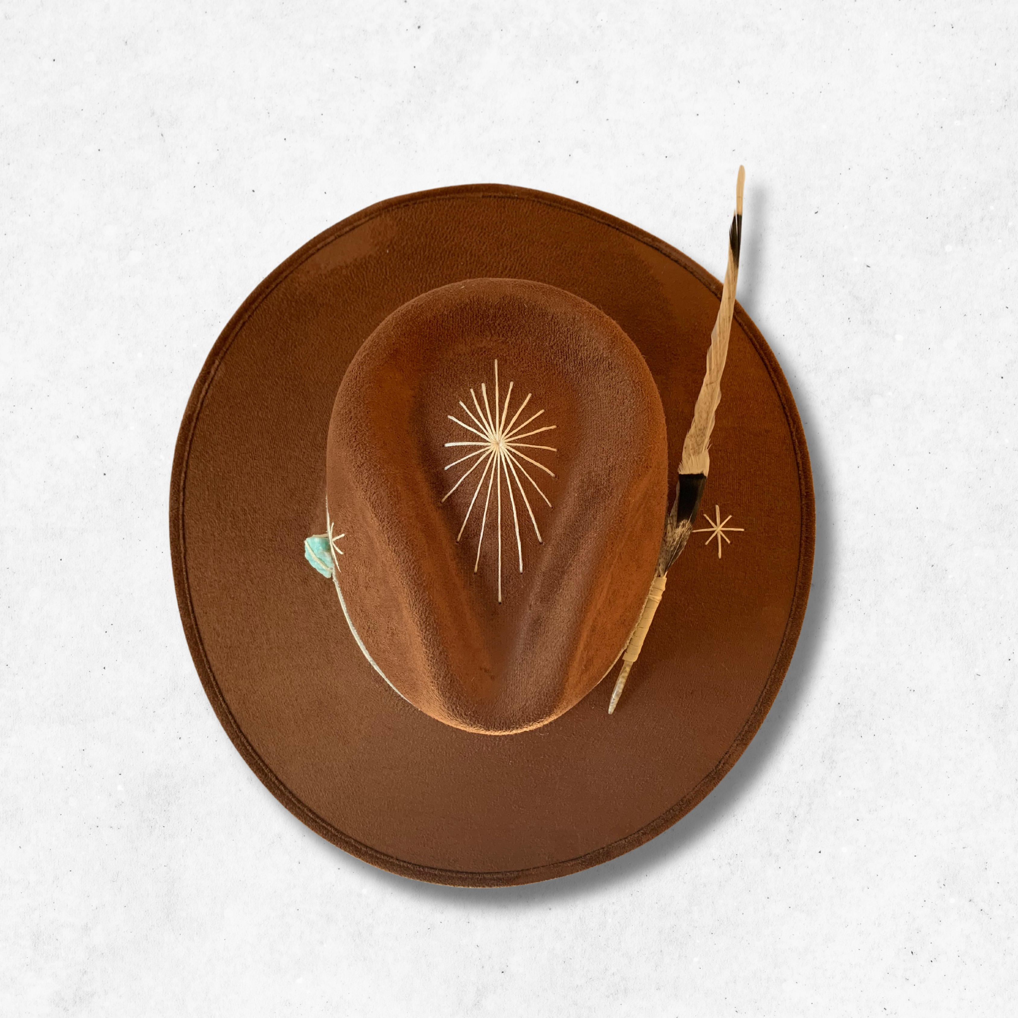 Tobacco/Star Gazer Fedora Hat/Fedora Hat/ Top Side
