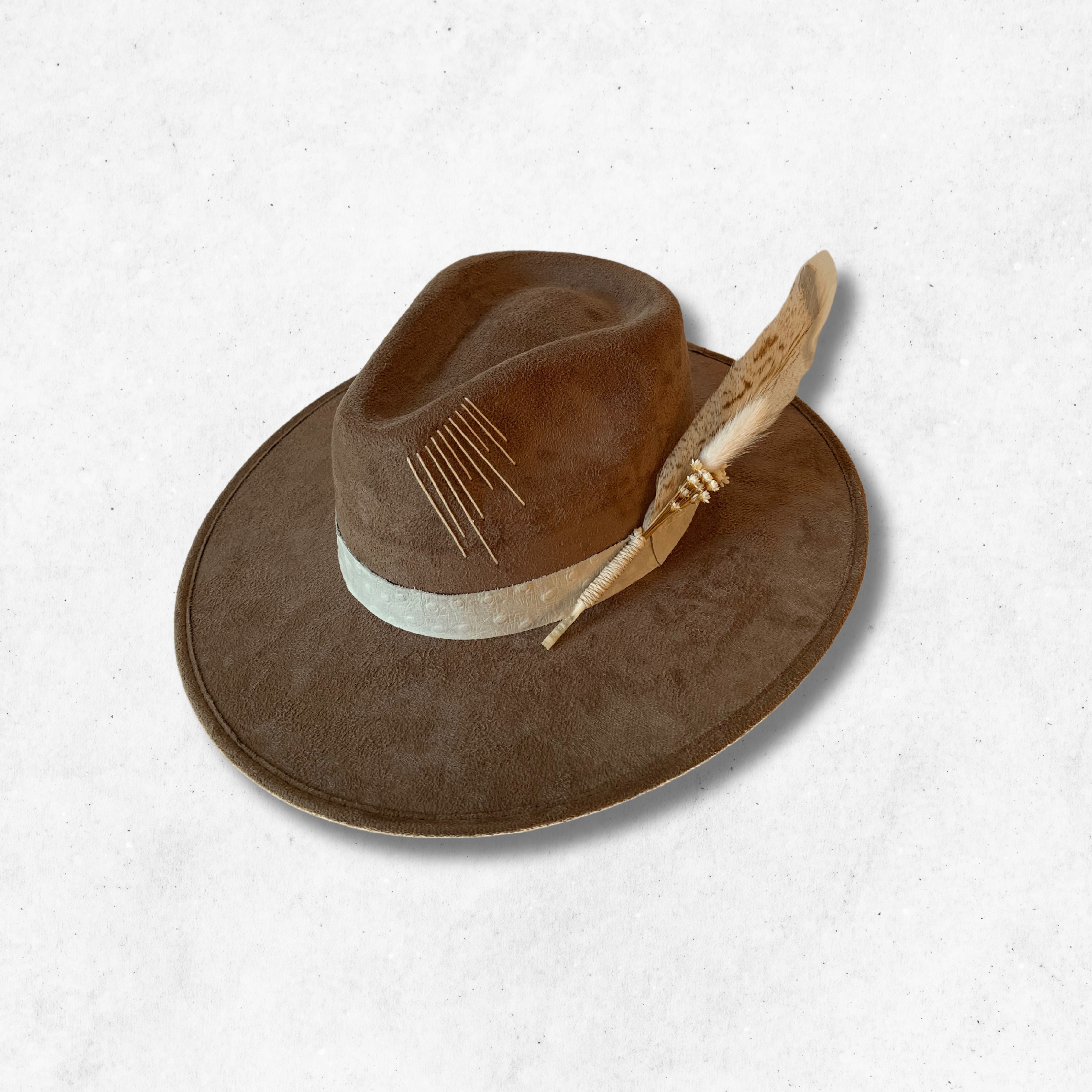 Taupe/Tranquility Fedora Hat/Fedora Hat/Top Side