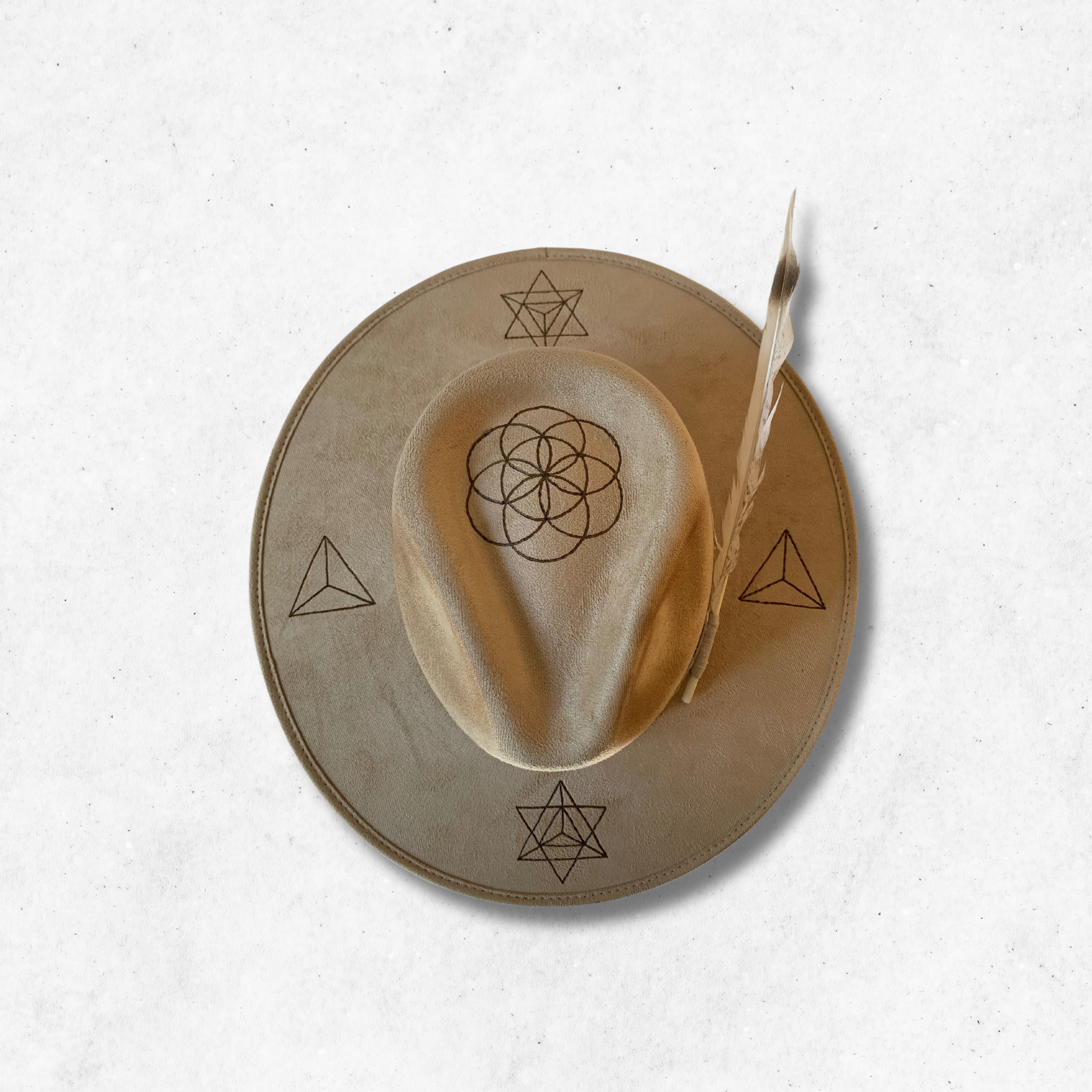 Cream/Merkabah Fedora Hat/Fedora Hat/ Top Side