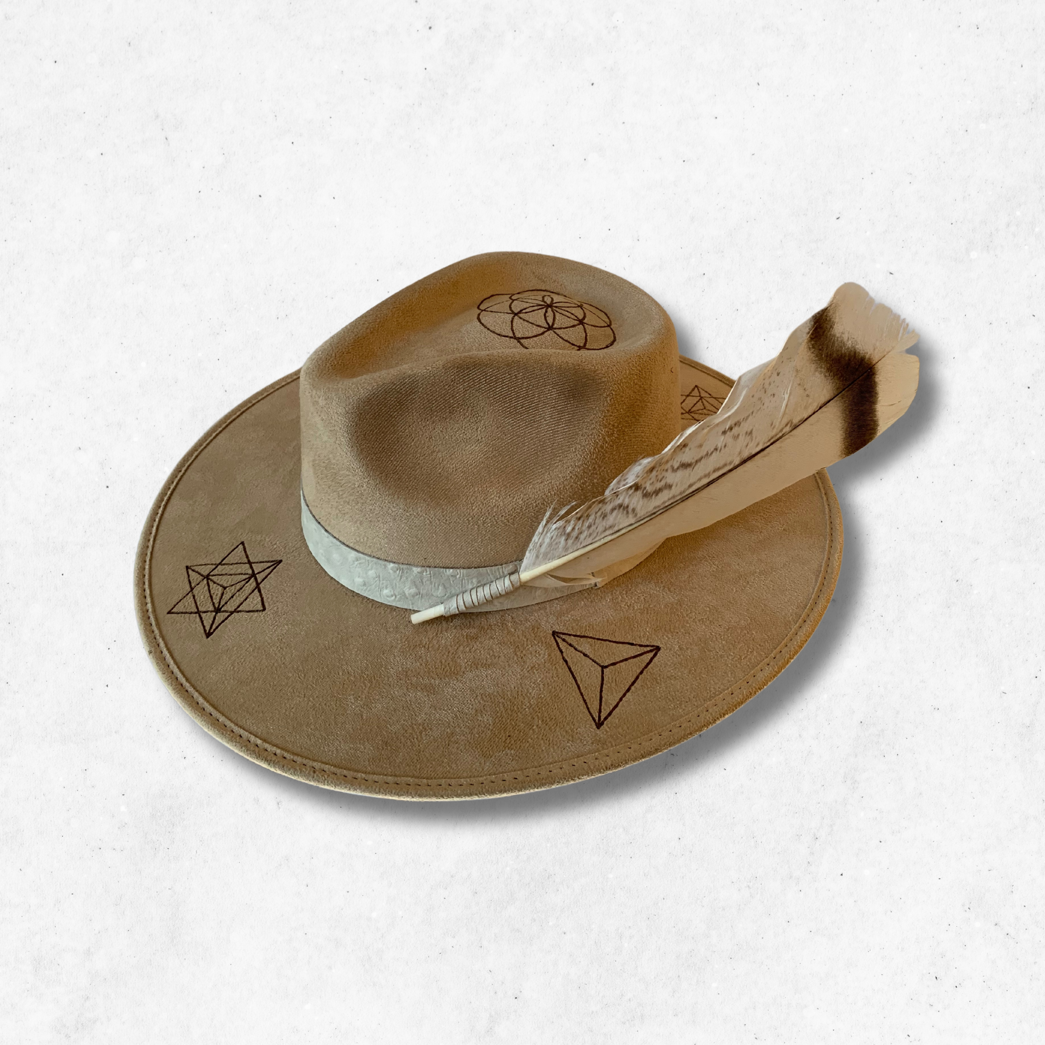 Cream/Merkabah Fedora Hat/Fedora Hat/ Left  Side