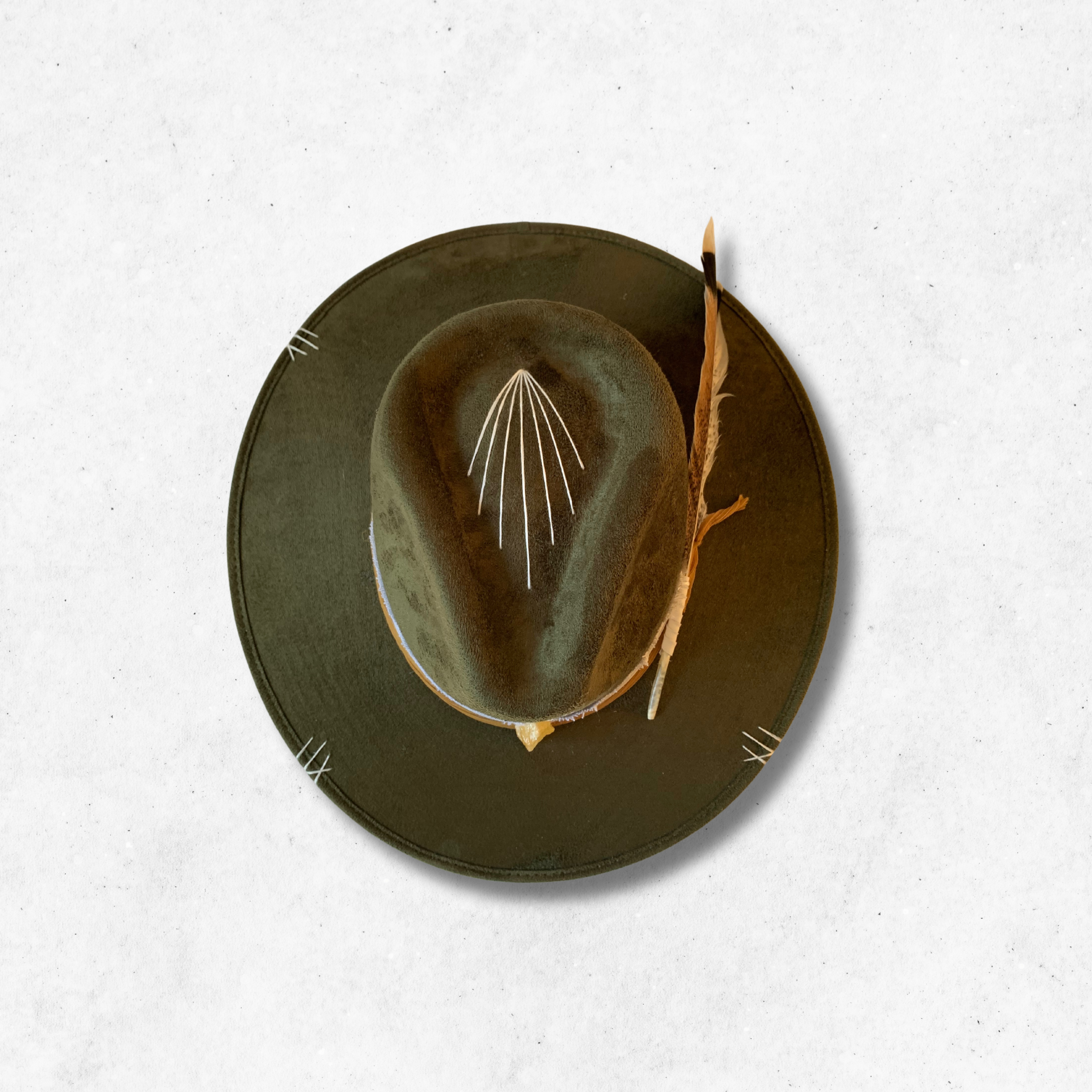 Dark Green/ Energize Fedora Hat/ Fedora Hat/Top Side