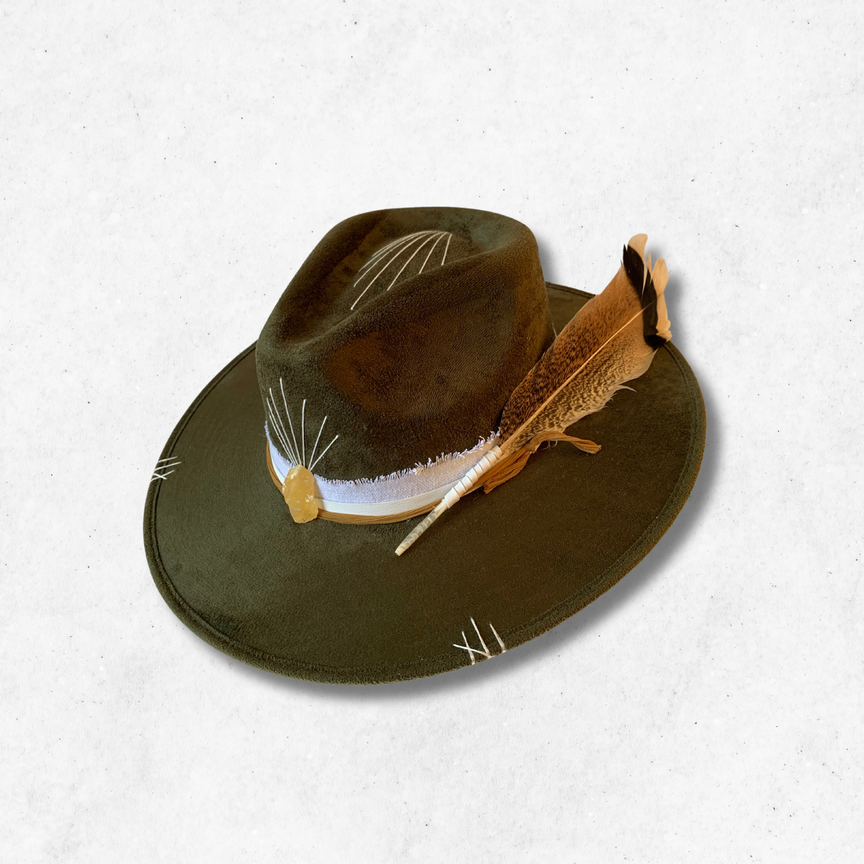 Dark Green/ Energize Fedora Hat/ Fedora Hat/Left Side