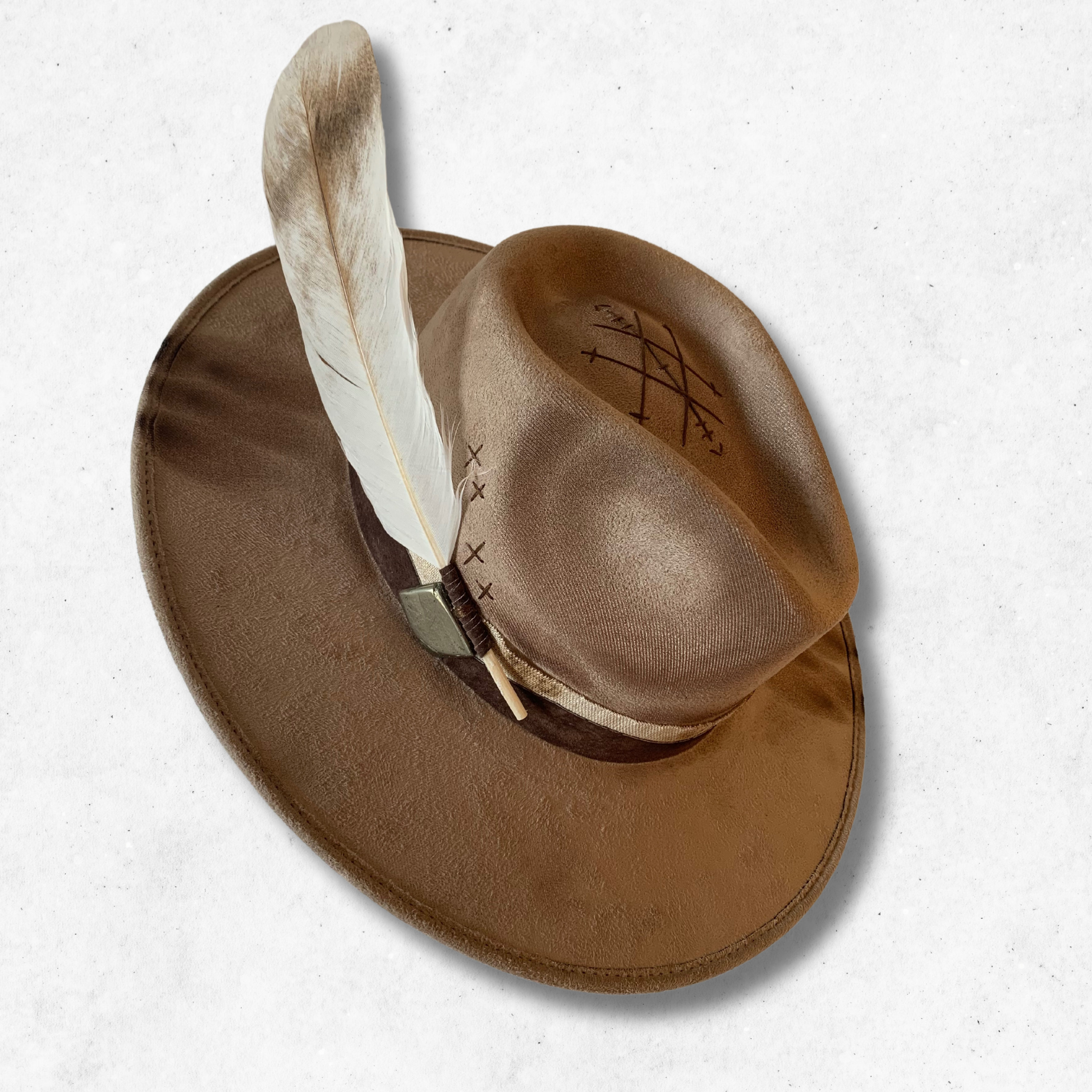 Khaki/Awakening Fedora Hat/ Fedora Hat/Left Side With Pyrite